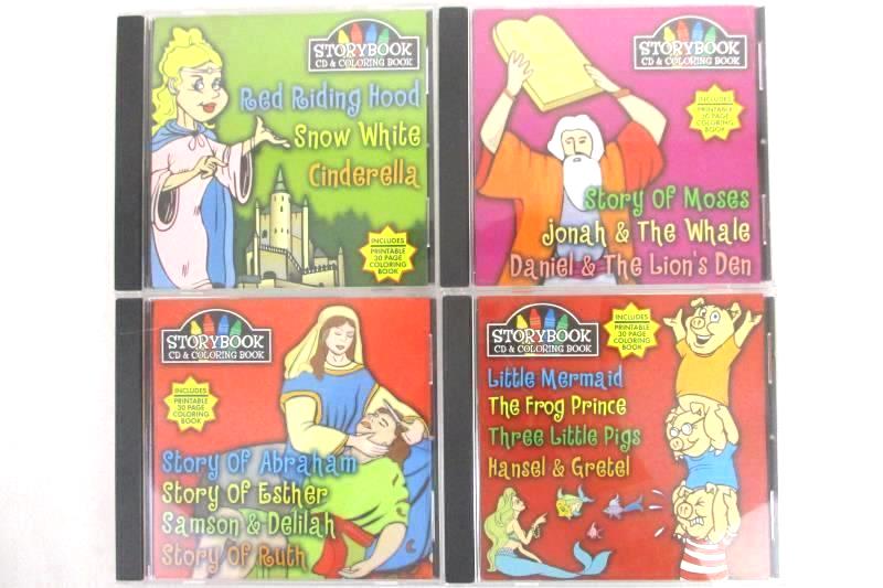 Lot Of 4 Storybook Colorbook CDs For Children Windows Fairytale & Religion
