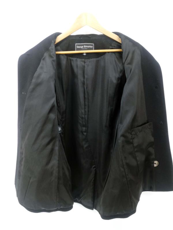 GEORGE SIMONTON STUDIO Lambswool Walking Coat Black Wool Blend Womens Sz 10