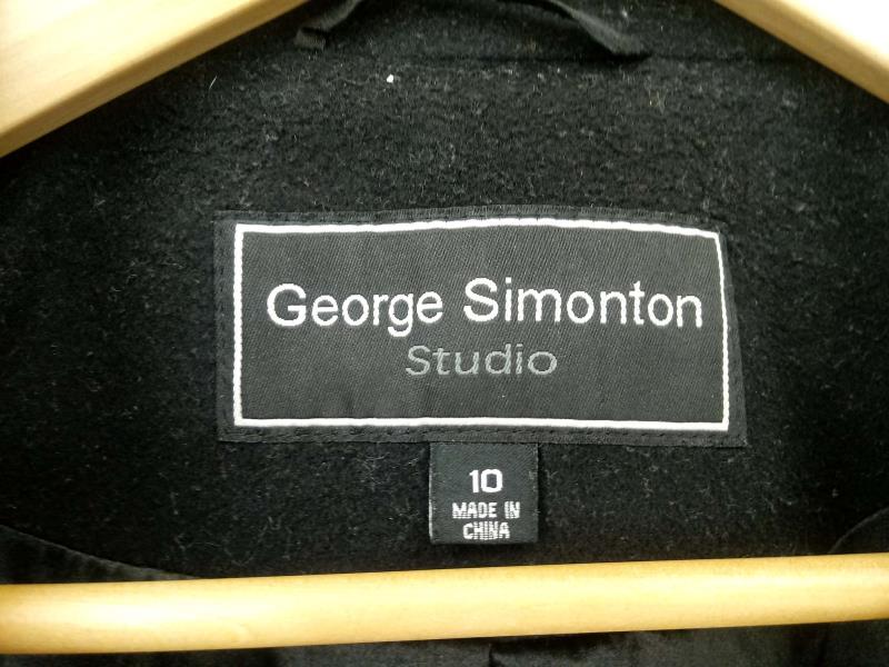 GEORGE SIMONTON STUDIO Lambswool Walking Coat Black Wool Blend Womens Sz 10