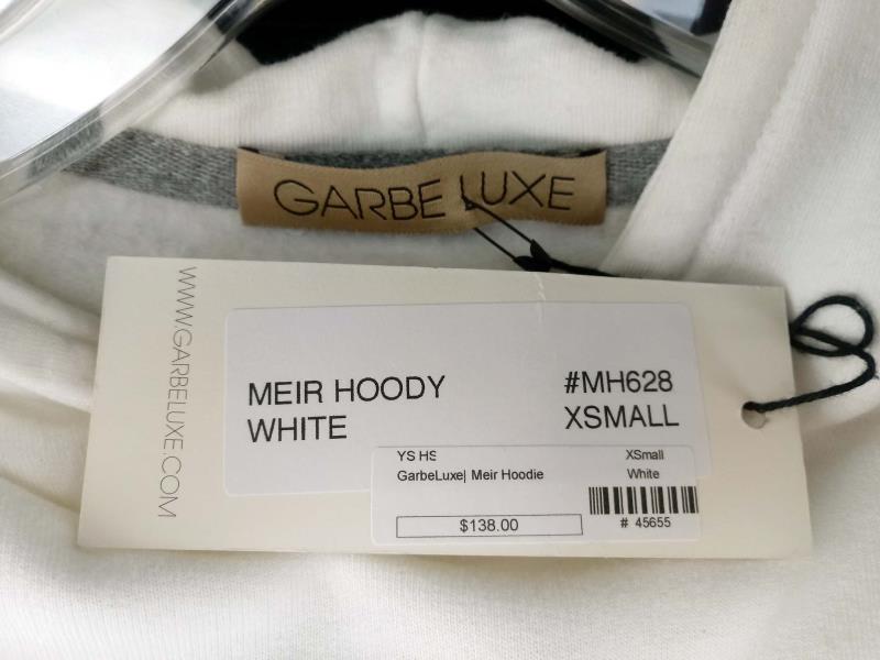 Garbe Luxe Meir Hoodie White Asymmetric Button Bamboo Cotton Blend Size XS New