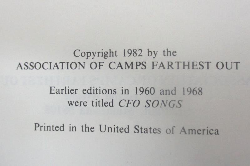 1982 CFO Sings Association Of Camp's Farthest Out Hymnal Gospel Song Book