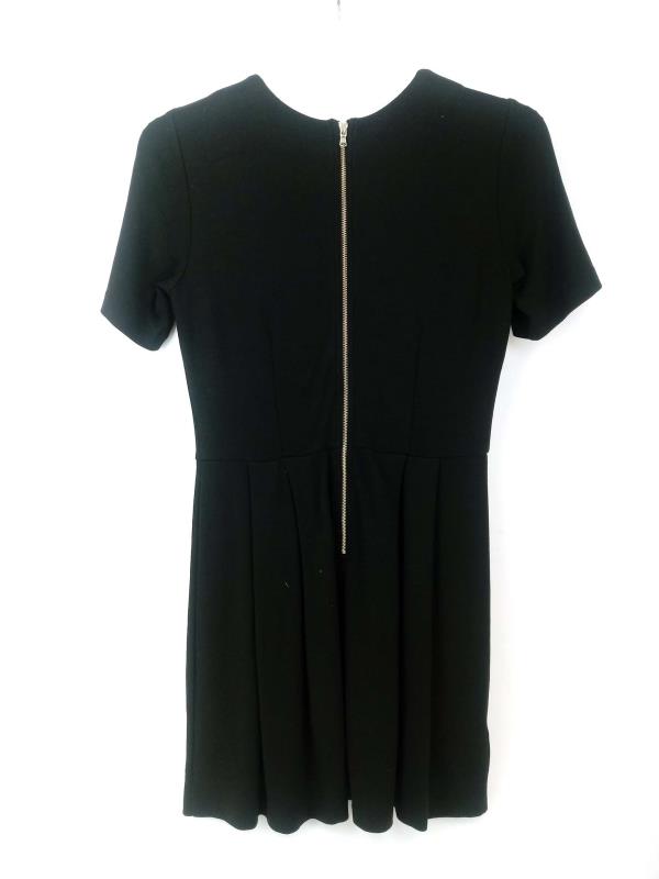Loft Ponte Knit Dress Black A-Line Pleated Petite Career Casual Women's Sz 0P