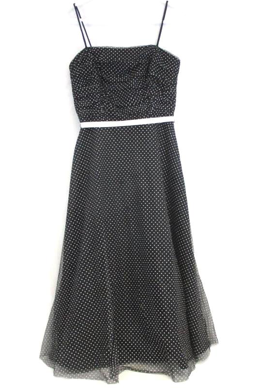 Onyx Nite Women's Retro Style Black White Dots Spaghetti Formal Party Dress Sz 6