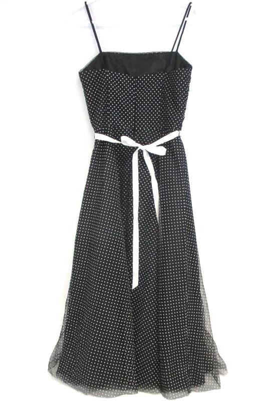 Onyx Nite Women's Retro Style Black White Dots Spaghetti Formal Party Dress Sz 6