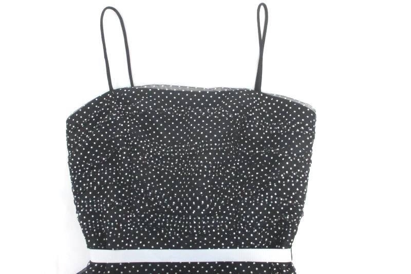 Onyx Nite Women's Retro Style Black White Dots Spaghetti Formal Party Dress Sz 6