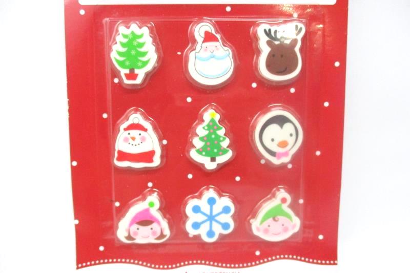 Holiday Time Christmas Miniature Erasers 3 Packages of 9 Each