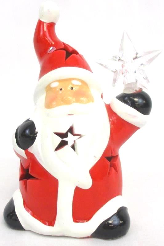 Three Lighted Christmas Ornaments Santa Figurine Angel Light Mini Light String