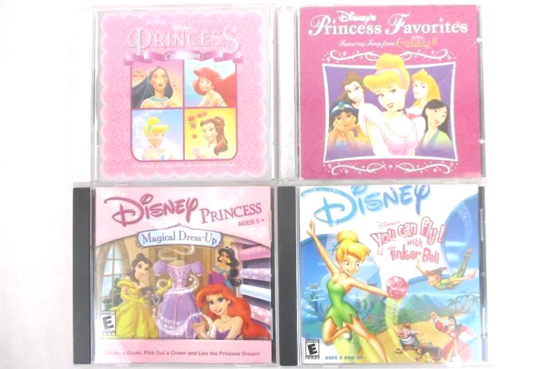 Lot of 4 Disney Music and Activity CDs For Children Princesses and Tinker Bell