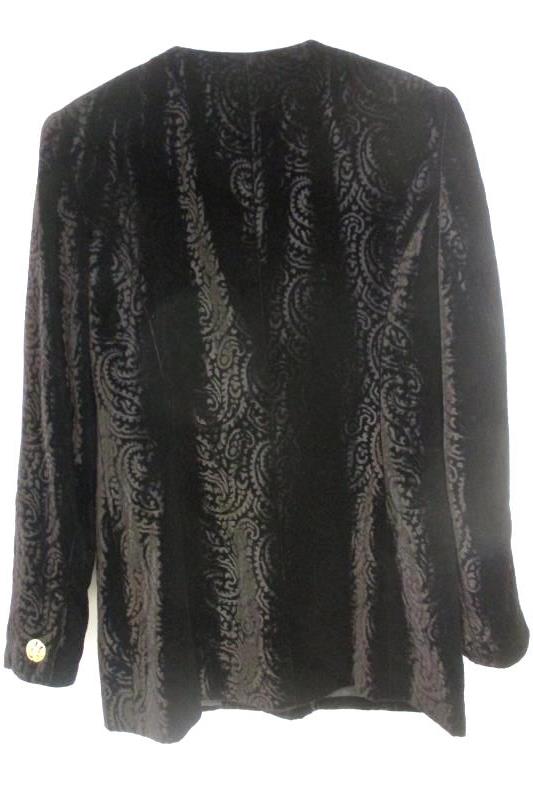Vintage Liz Claiborne Jacket Blazer Paisley Black Velvet Size 8