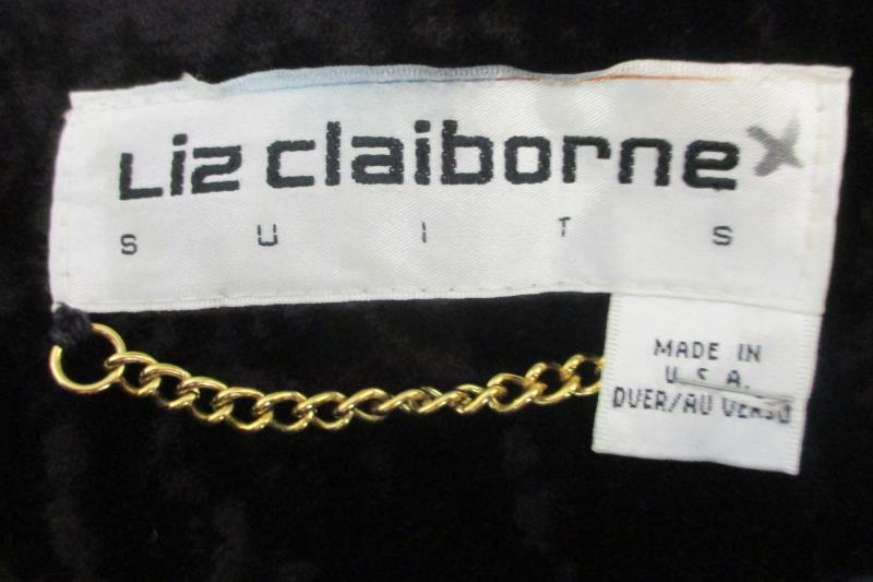 Vintage Liz Claiborne Jacket Blazer Paisley Black Velvet Size 8