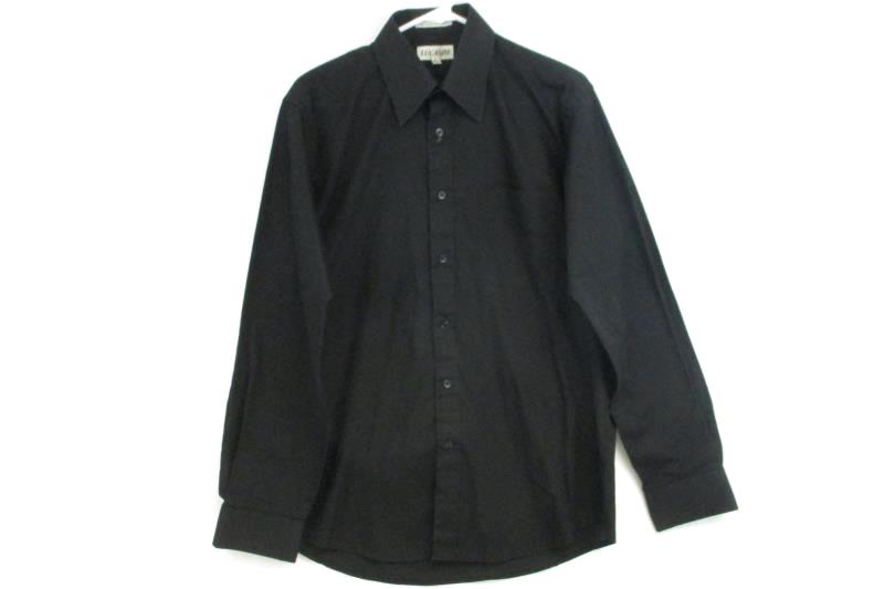 Lucasini Men's Long Sleeve Solid Black Button Up Dress Shirt Size 15 1/2 34-35