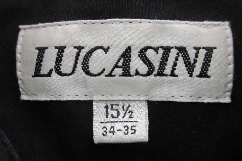 Lucasini Men's Long Sleeve Solid Black Button Up Dress Shirt Size 15 1/2 34-35