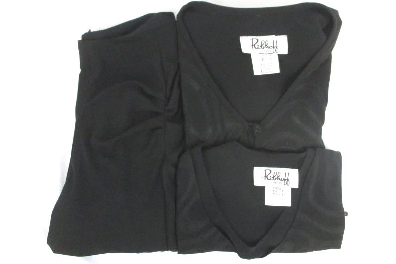 Ribkoff Evening Formal Wear Black Patterned Beaded Jacket Blouse Pant Set Sz 10