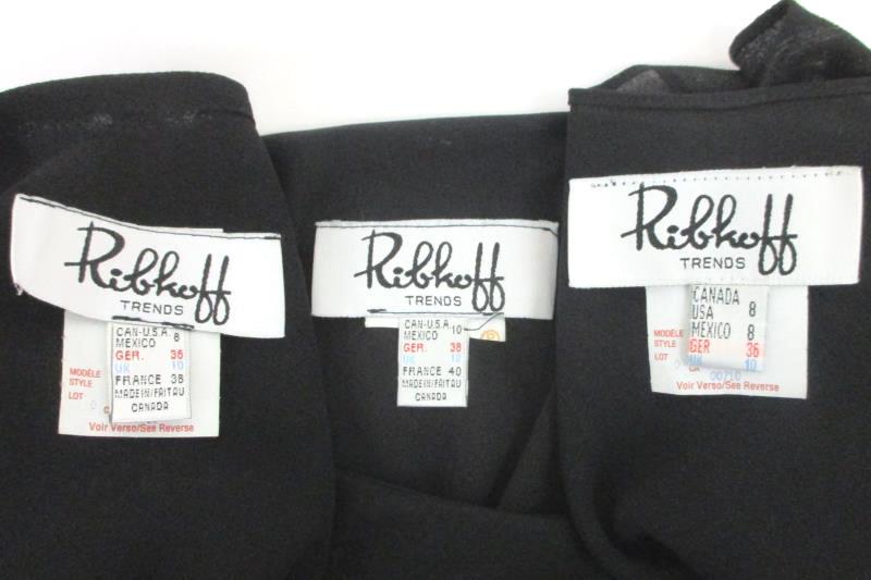 Ribkoff Evening Formal Wear Black Patterned Beaded Jacket Blouse Pant Set Sz 10