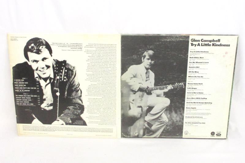 Lot of 2 Glen Campbell Vinyl Records Try A Little Kindness and A Satisfied Mind