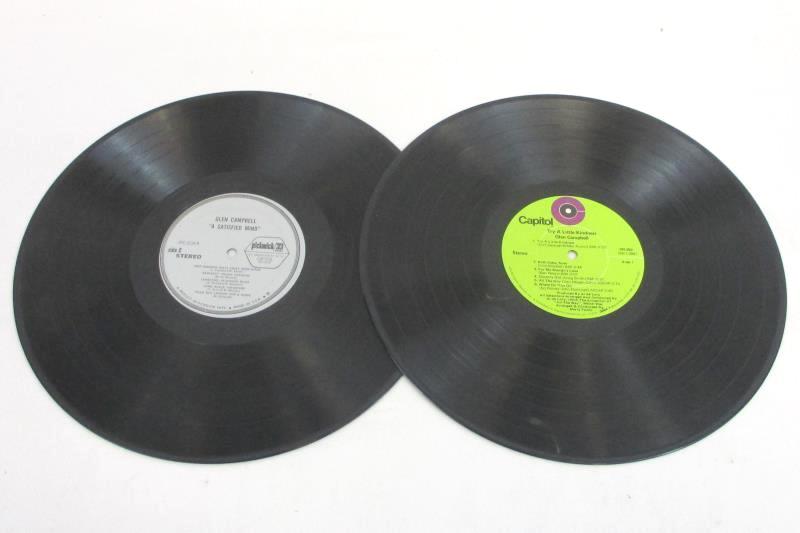 Lot of 2 Glen Campbell Vinyl Records Try A Little Kindness and A Satisfied Mind