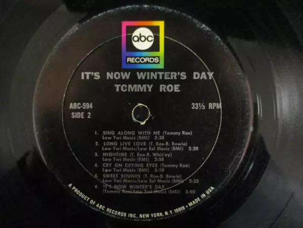 Tommy Roe It's Now Winter's Day Sing Along With Me 1967 Vinyl 12in 33RPM Record
