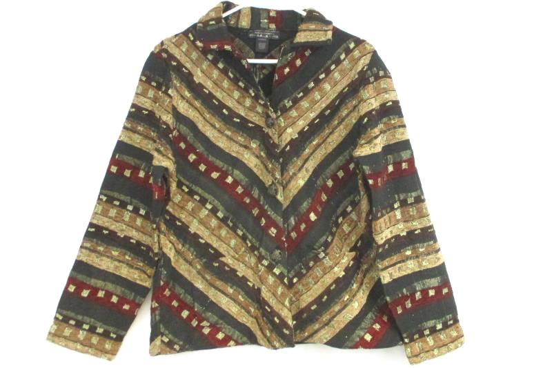 Aastha Fashion Women's Tapestry Jacket Button Front Multi Color India Size M