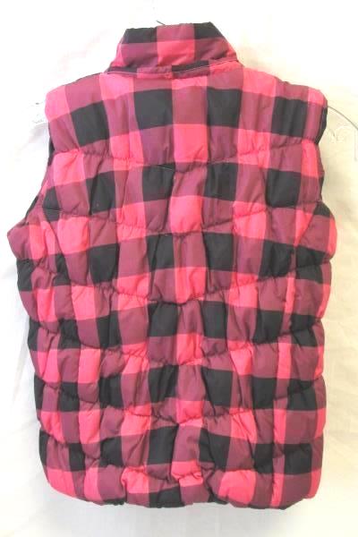 Arizona Youth Girl Pink Black Plaid Puffer Vest Size 6/7 Small