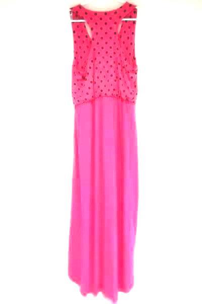 Planet Gold Sleeveless Dress Pink Black Polka Dots High Low Women's L