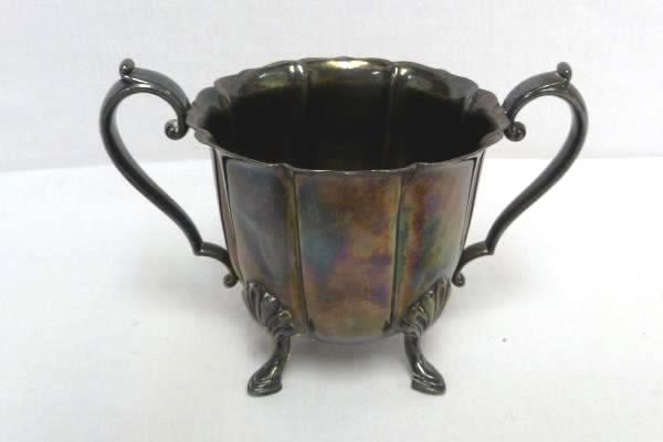 Vtg WM Rogers Silverplated Footed Creamer & Sugar with a Small Serving Tray