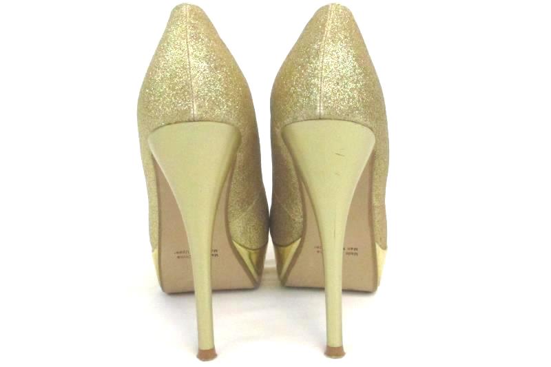 Cathy Jean Women's 6738 Gold Glitter High Heels Pumps Size 6 5.25" Round Toe