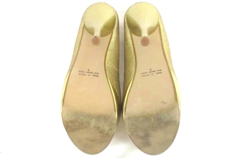 Cathy Jean Women's 6738 Gold Glitter High Heels Pumps Size 6 5.25" Round Toe