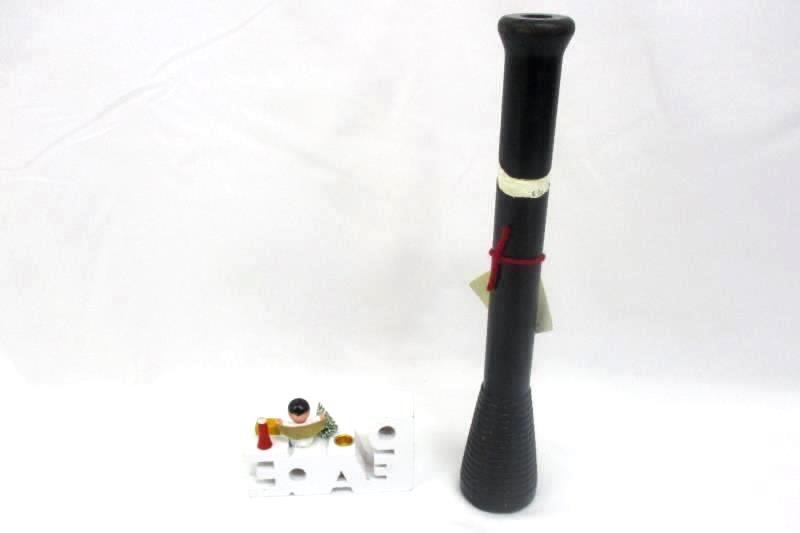 Two Carved Wood Christmas Taper Candle Holders Santa P-E-A-C-E