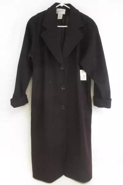 Jacqueline Ferrar Women's 100% Wool Plum Long Winter Coat Lined Sz 10 With Tags