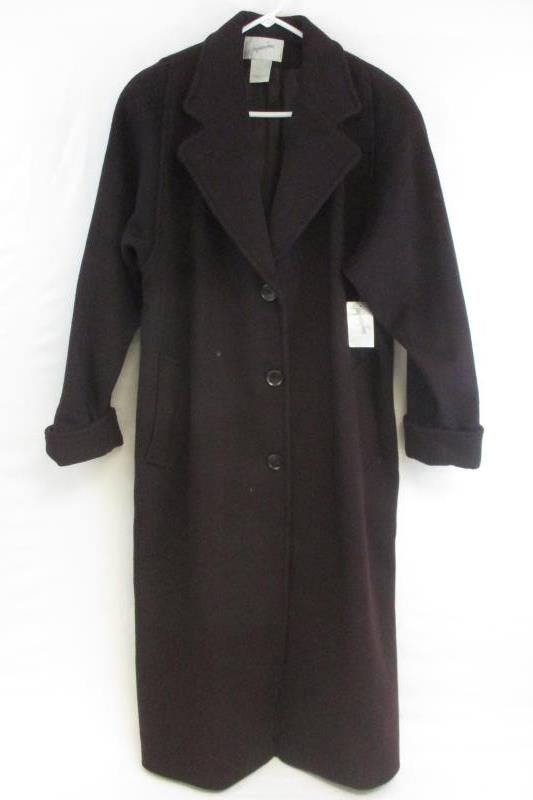 Jacqueline Ferrar Women's 100% Wool Plum Long Winter Coat Lined Sz 10 With Tags