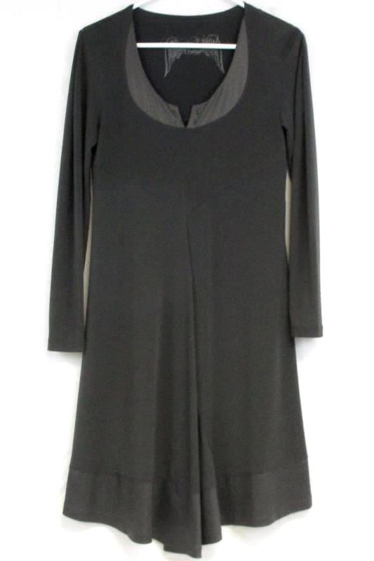 Lauren Vidal Vintage Women's Stretch Gray .Long Sleeve Dress Pleated Front Sz XS