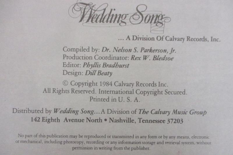 The Wedding Songbooks Series Volume One Vtg Spiral Sheet Music Calvary Records