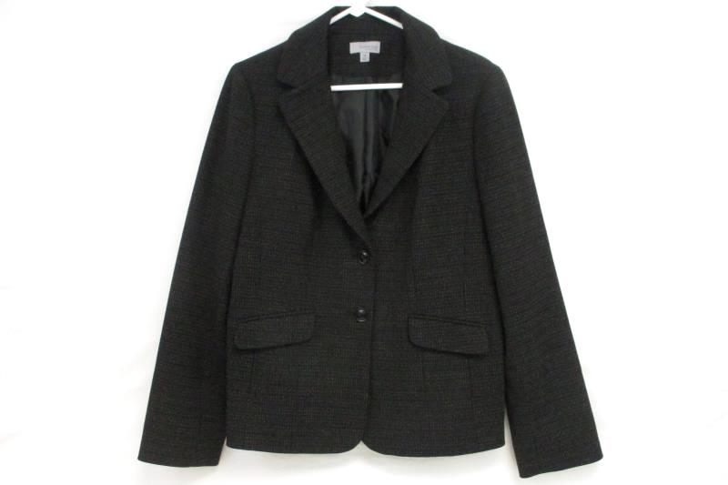 Amber Sun Collection Women's Black Two Button Front Blazer Career Jacket Sz 14