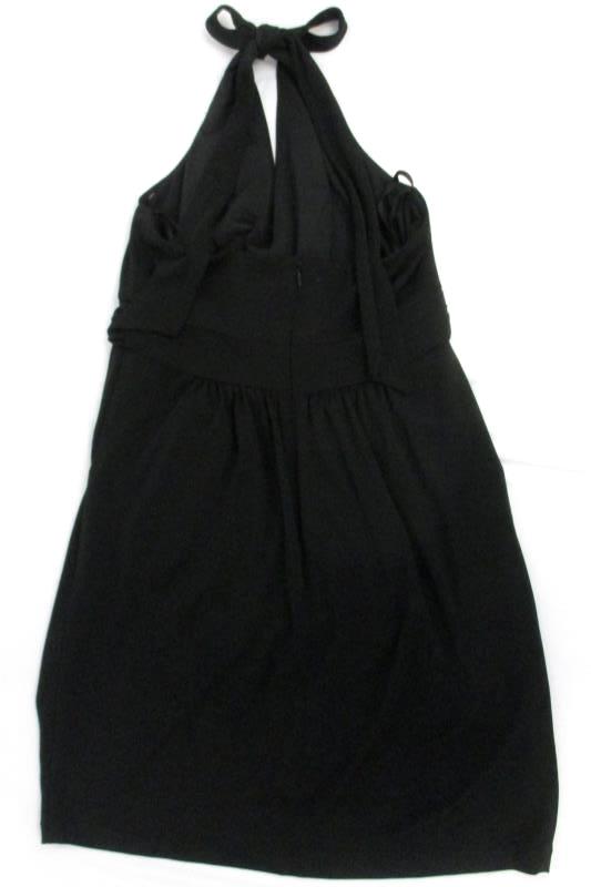 BCBG MaxAzria Women's Black Halter Party Dress Pockets Open Back Petites Sz SP