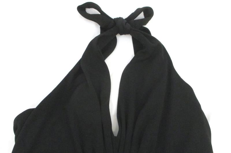 BCBG MaxAzria Women's Black Halter Party Dress Pockets Open Back Petites Sz SP