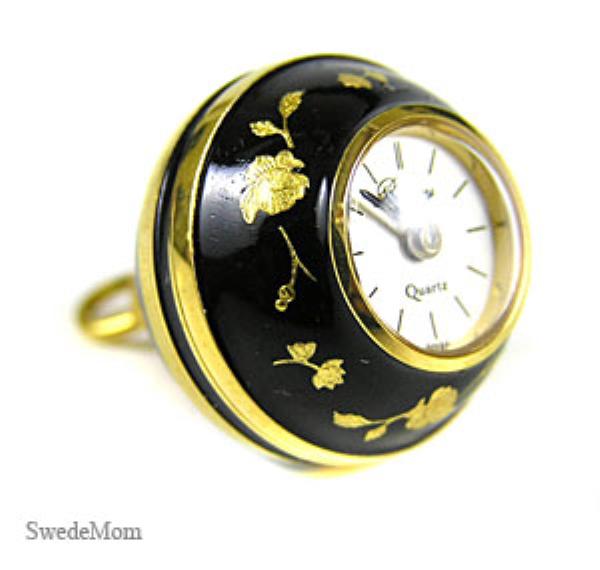 BERNEY Black Lacquer Mini Ball Quartz Pendant WATCH New