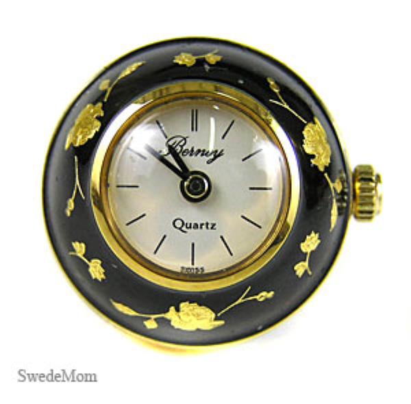 BERNEY Black Lacquer Mini Ball Quartz Pendant WATCH New