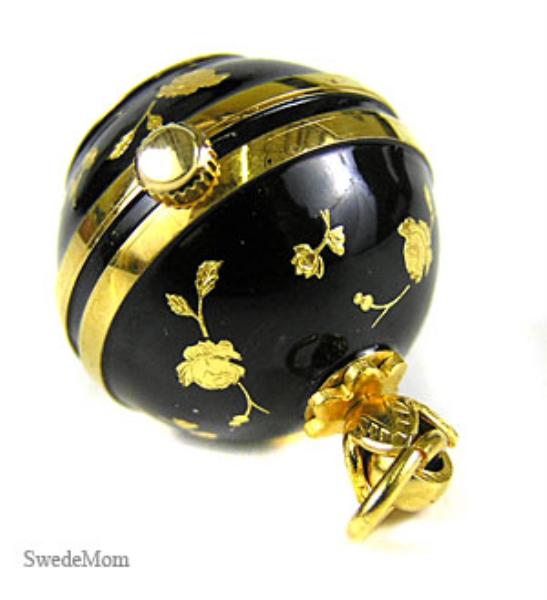 BERNEY Black Lacquer Mini Ball Quartz Pendant WATCH New