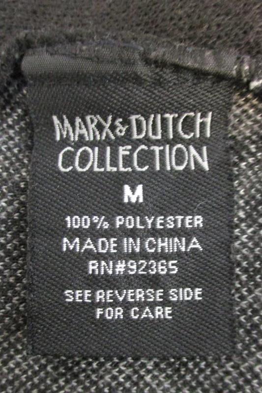 Marx & Dutch Men's Quarter Zip Pullover Sweater Black Gray Print Mock Neck Sz M