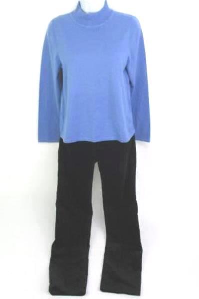 Women's PENDLETON Corduroy Pant Black Cowl Neck Sweater Blue Size M / 8