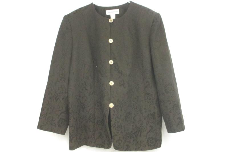 Jones New York Women's Brown Paisley Button Front Blazer Jacket Cotton Size 20W