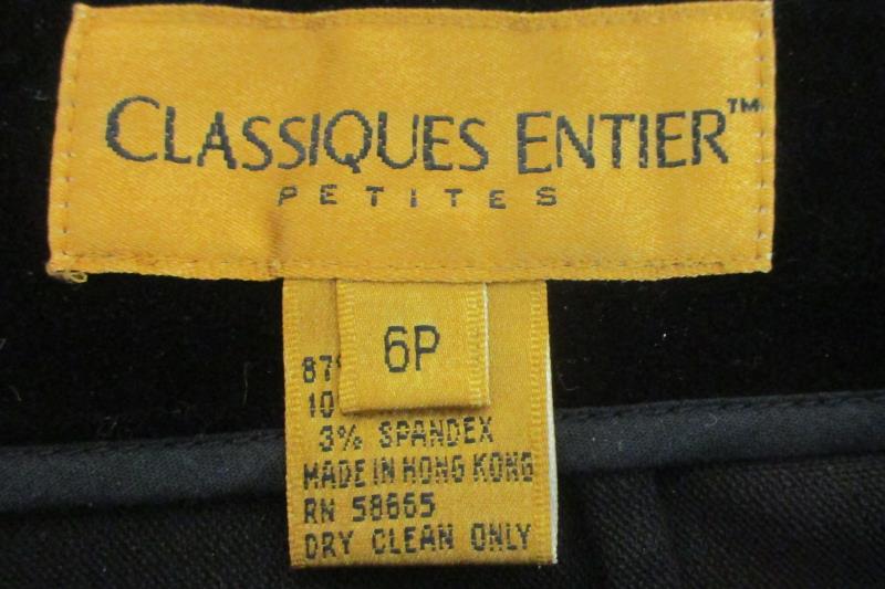 Classiques Entier Dress Pants Black Velvet Cotton Women's Size 6P