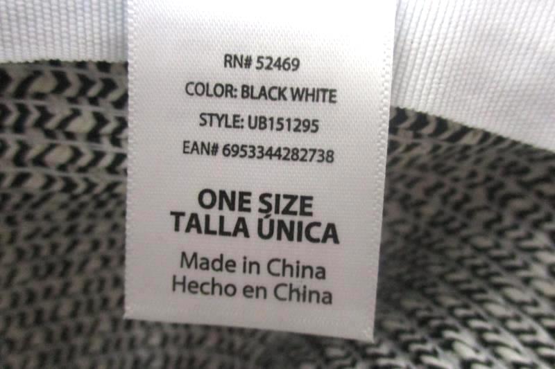 Women's Wide Brim Sun Hat Black And White One Size