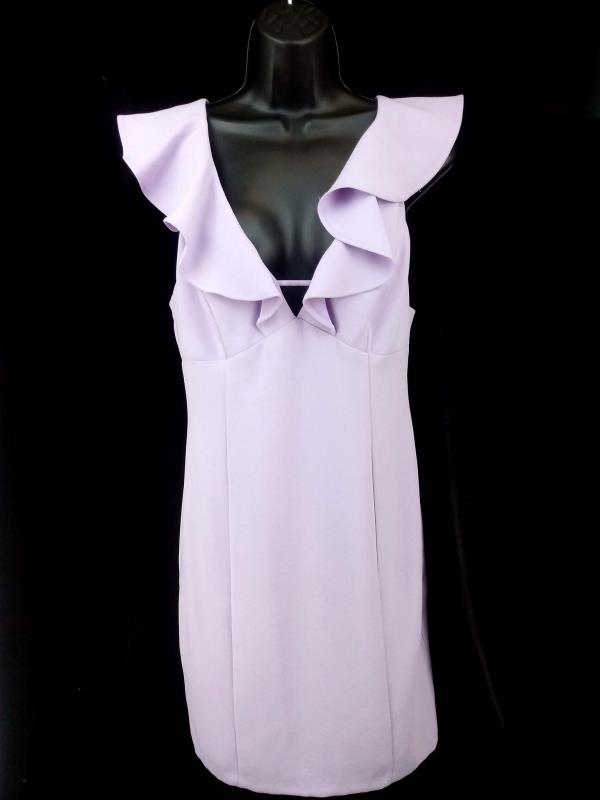 AIDAN by Aidan Mattox Bodycon Dress Ruffle Straps Light Purple Crepe Sz 6