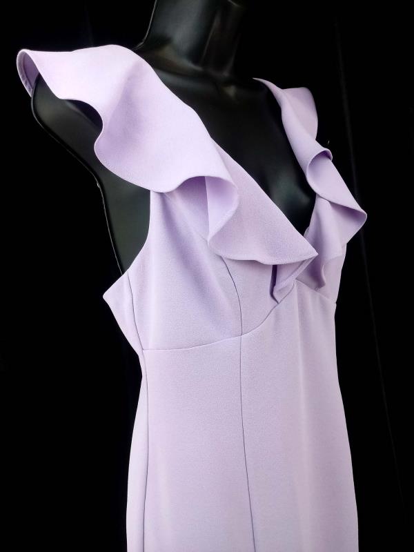 AIDAN by Aidan Mattox Bodycon Dress Ruffle Straps Light Purple Crepe Sz 6