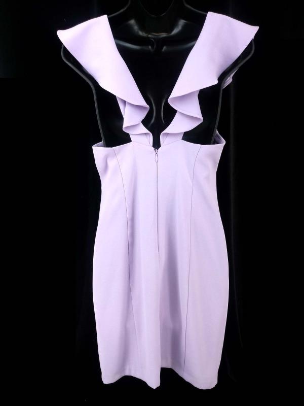 AIDAN by Aidan Mattox Bodycon Dress Ruffle Straps Light Purple Crepe Sz 6