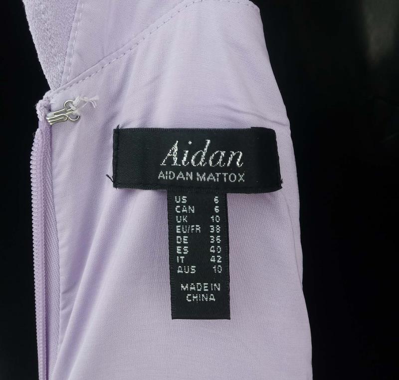 AIDAN by Aidan Mattox Bodycon Dress Ruffle Straps Light Purple Crepe Sz 6