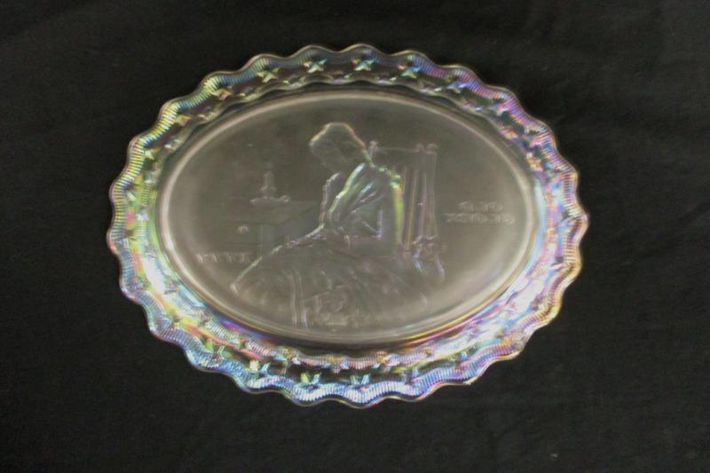 Vintage 1970s Fostoria Iridescent Crystal Plate Old Glory 1777 Decorative