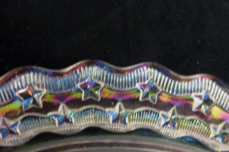 Vintage 1970s Fostoria Iridescent Crystal Plate Old Glory 1777 Decorative