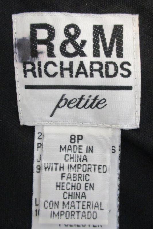 R&M Richards Petite Black Teal Glitter Evening Formal Dress Travel Knit Size 8P